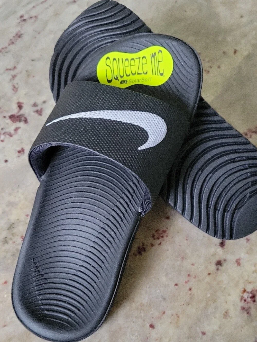 Nike Kids Black Slide Sandals with White Swoosh
